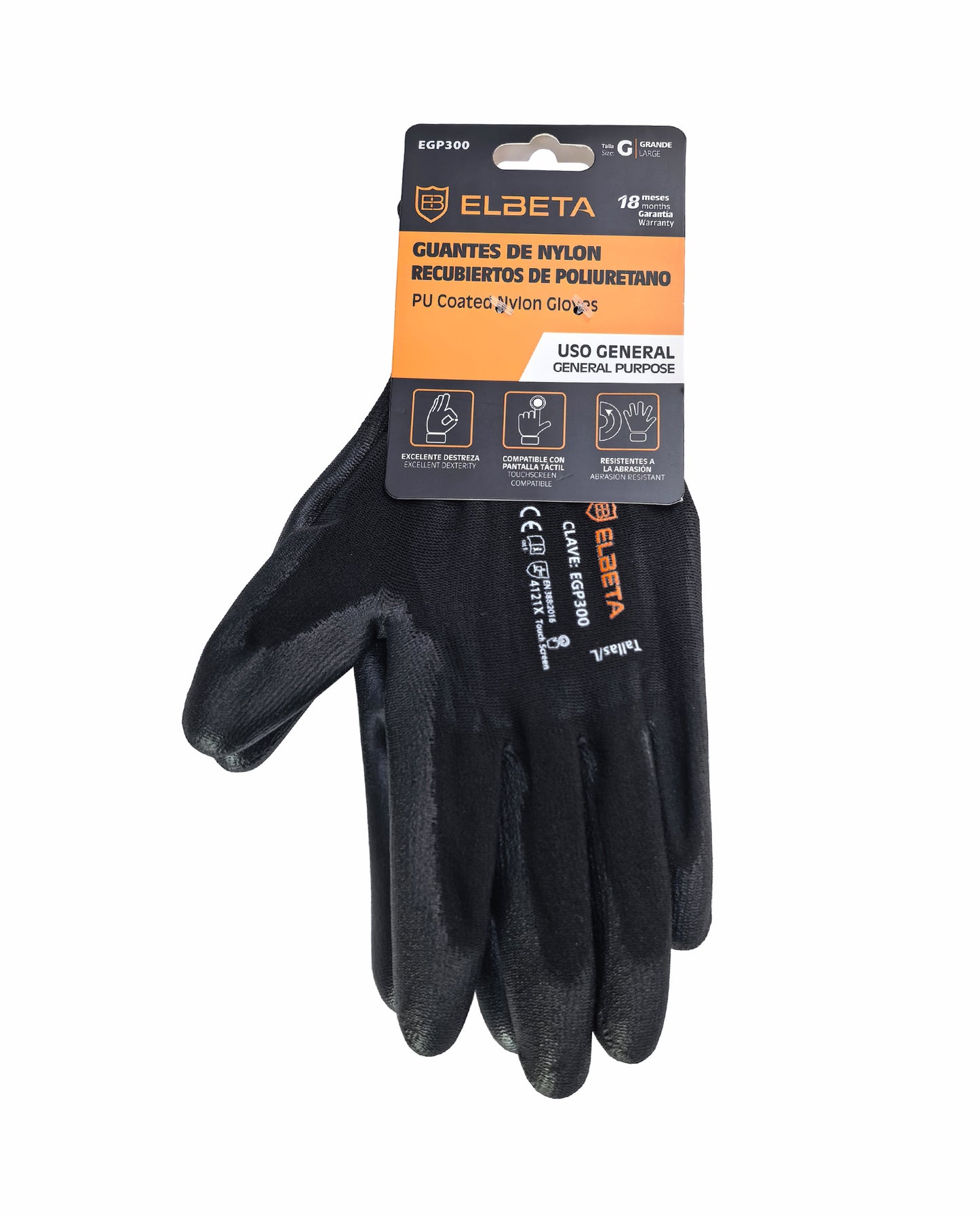 EGP300 Guantes de Trabajo de Nylon con Recubrimiento de PU - Agarre de Precisión y Comodidad para Ensamblaje Ligero