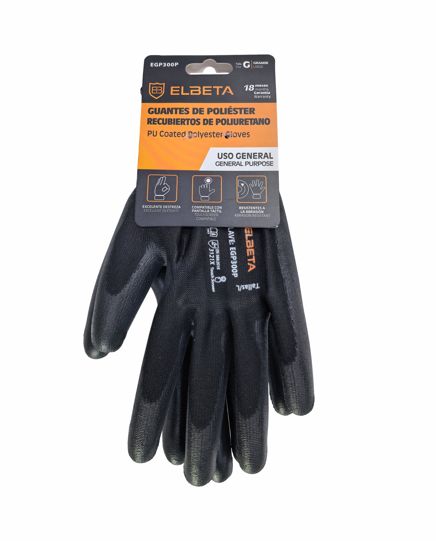 EGP300P Guantes de Trabajo de Poliéster con Recubrimiento de PU - Durabilidad Mejorada para Uso General